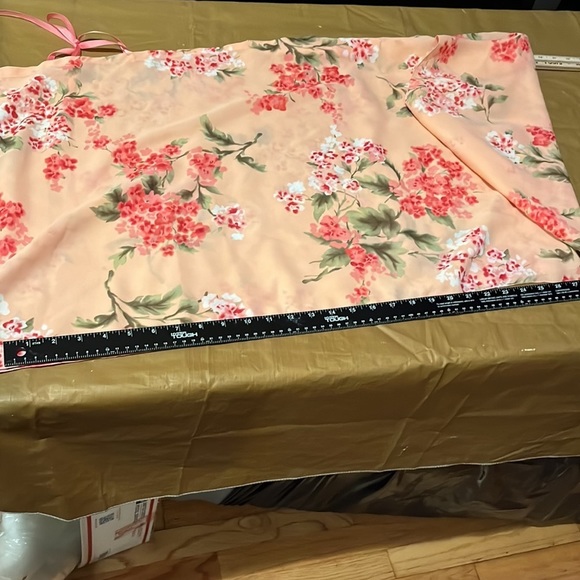 ONE Shoulder top light peach silky w/ sleeve ribbon tie at shoulder - Picture 11 of 11